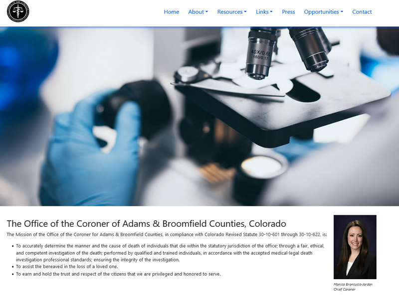 Denver Website Design | Office of the Coroner Adams & Broomfield Counties
